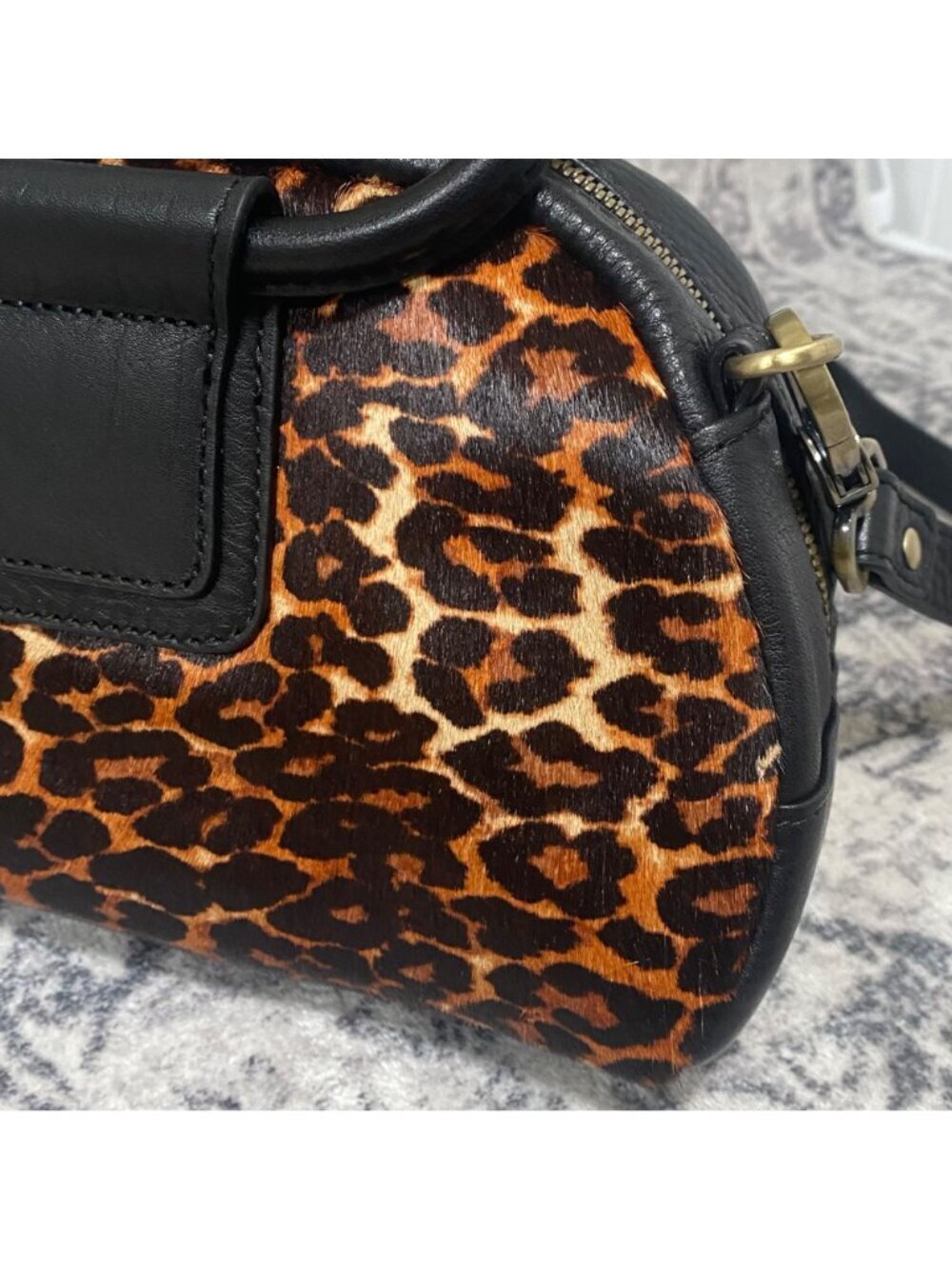 NEW HOBO Sheila Genuine Calf Hair & Leather Leopard Satchel - Picture 6 of 9